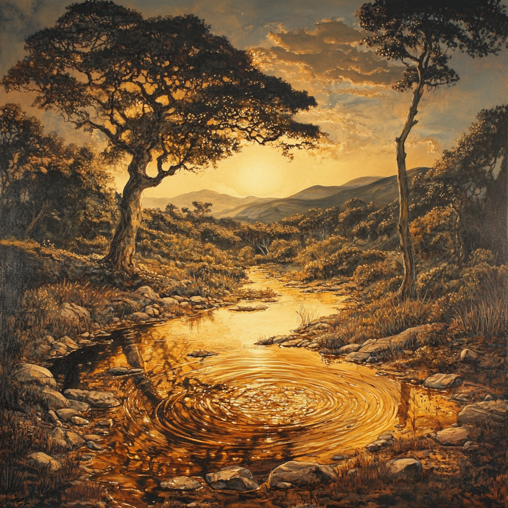 Beautiful painting of glistening argon oil in South Africa