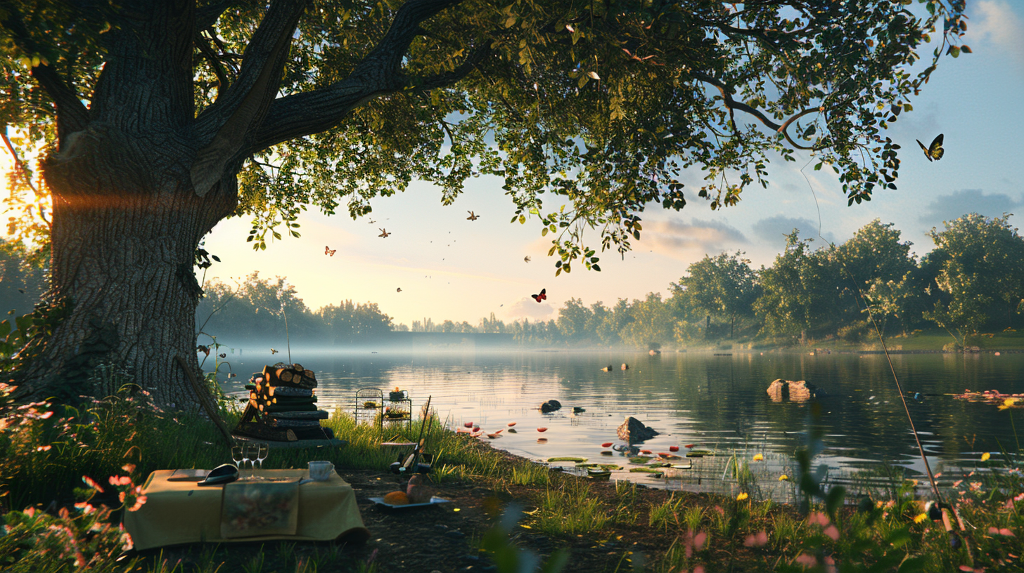 Beautiful setting at Birch Lake with cozy picnic spot.