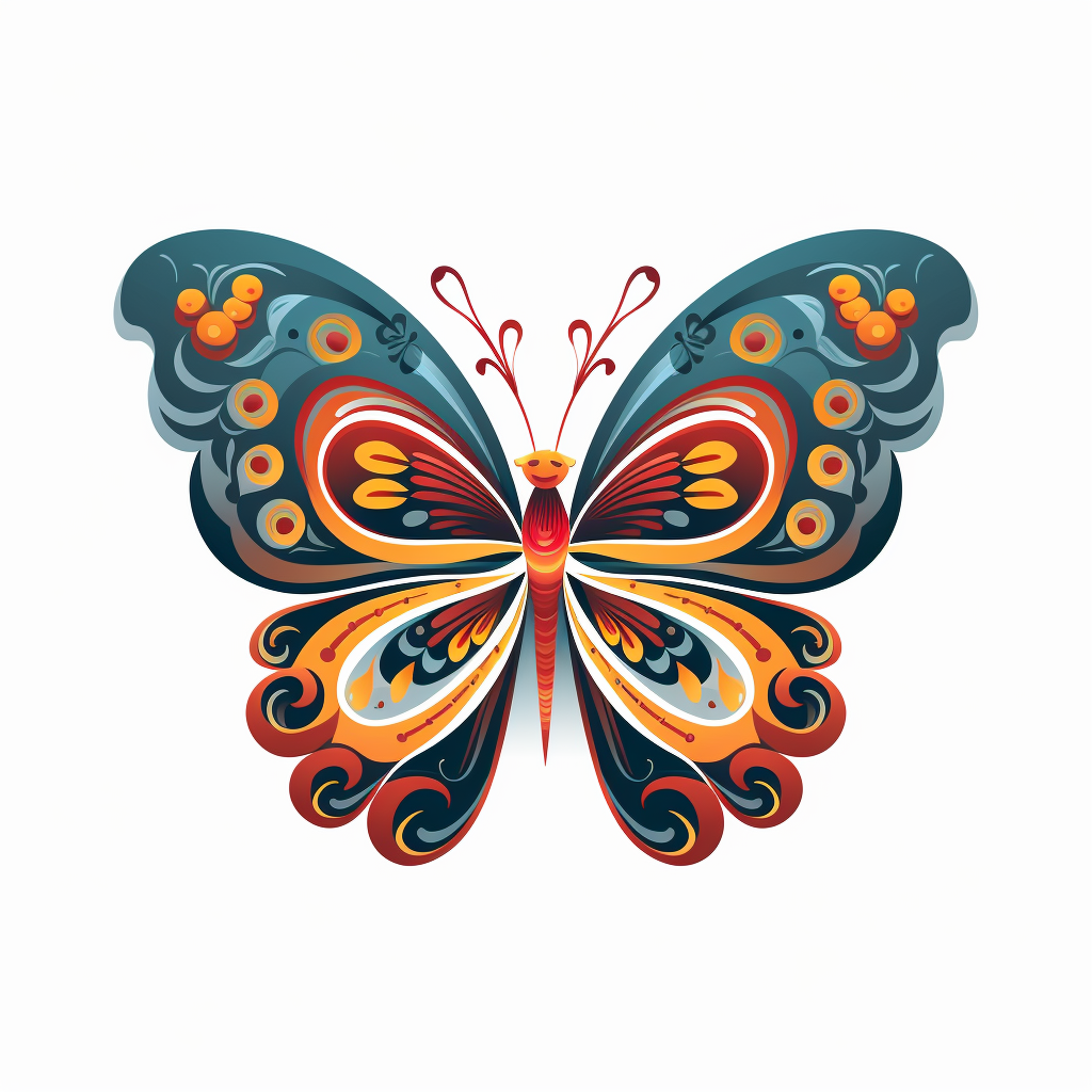 Beautiful symmetrical butterfly with flower wing