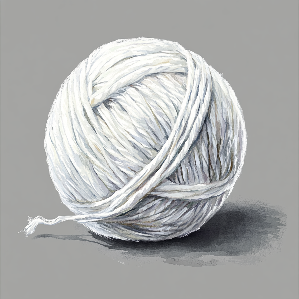 Beautiful watercolor clipart of white yarn ball.