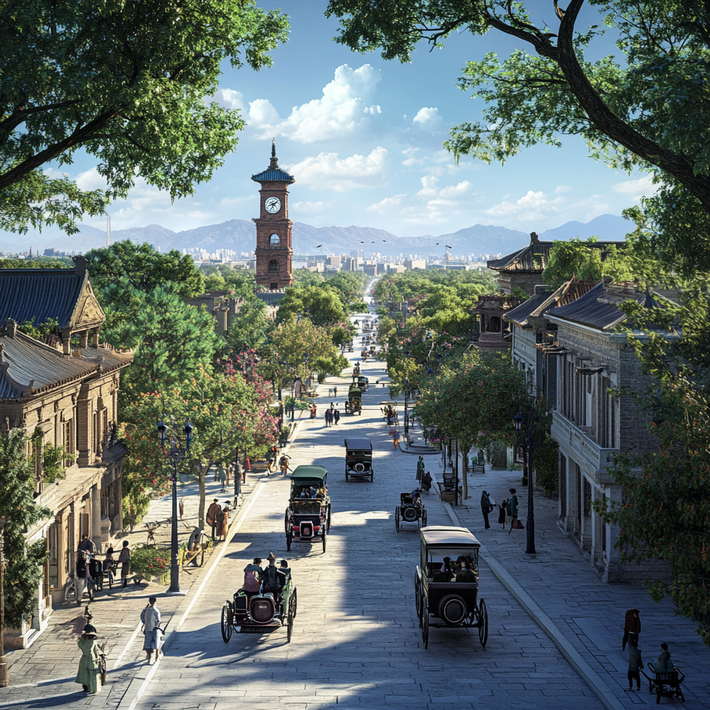 Beijing 1900s Cityscape Background 3D Render