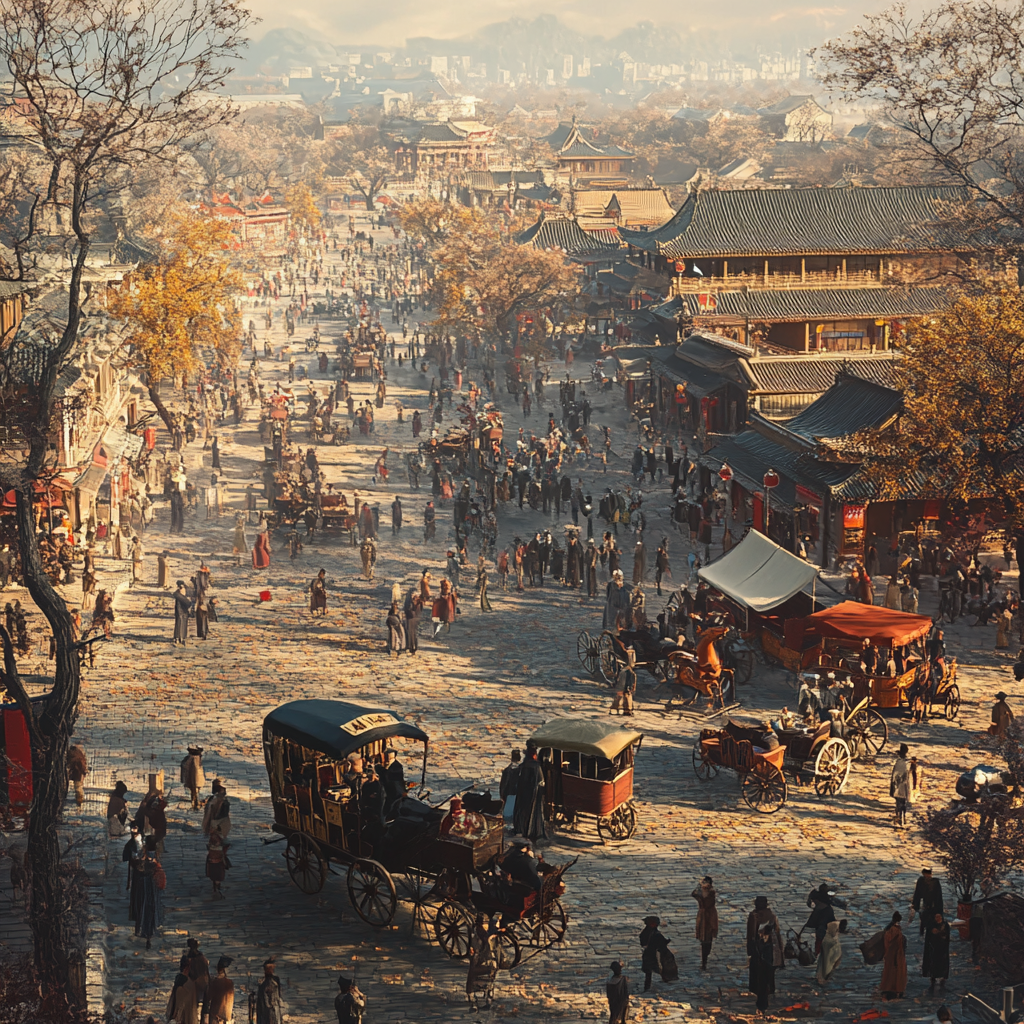 Beijing 1900s Photographic Background 3D Render 