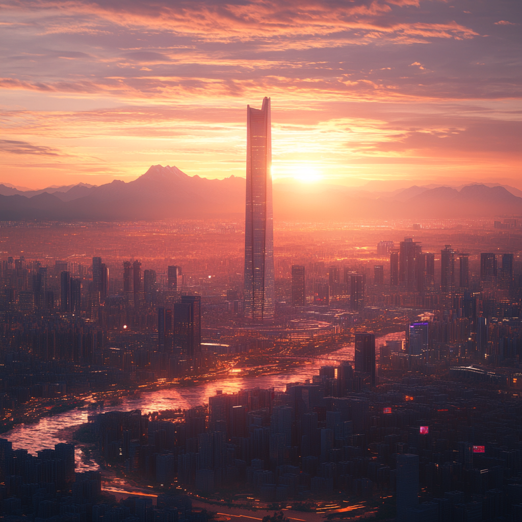 Beijing City View 3D Render 2024 Sunrise 