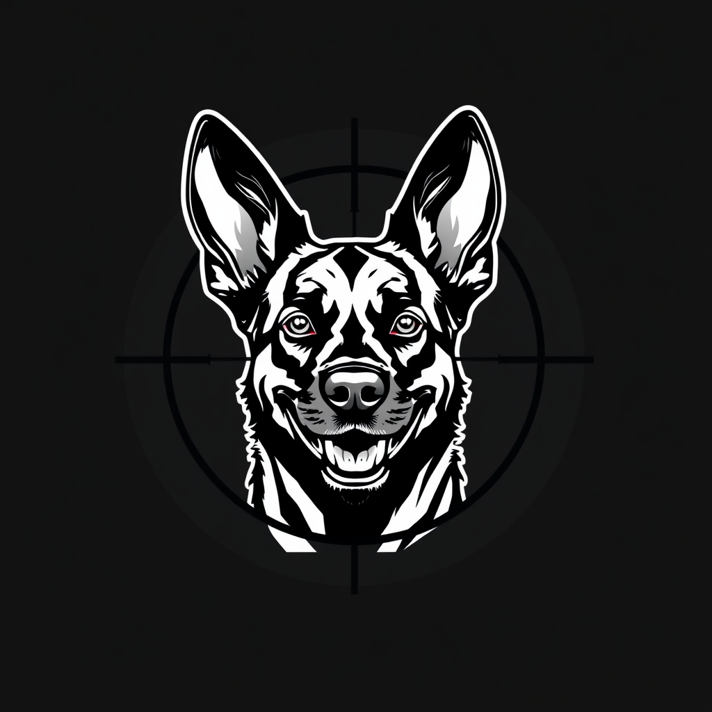 Belgian Malinois Smirking in Bullseye Logo