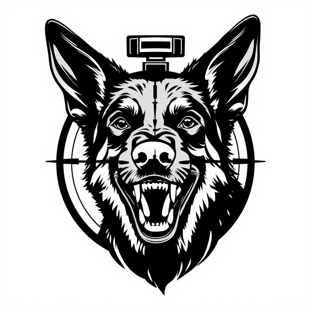 Belgian Malinois in Bulls Eye Scope Logo