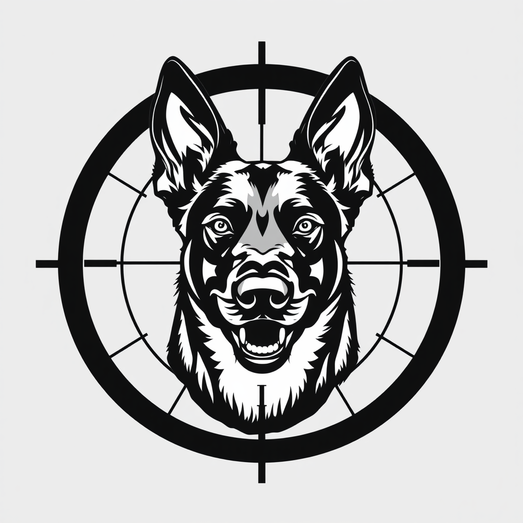 Belgian Malinois in Scope Crosshairs Logo