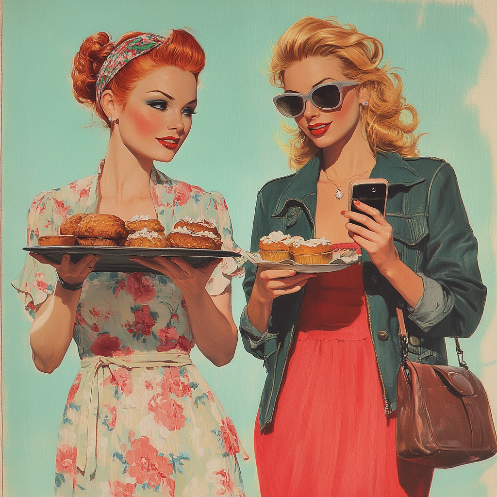 Best friends baking and shopping on a sunny day