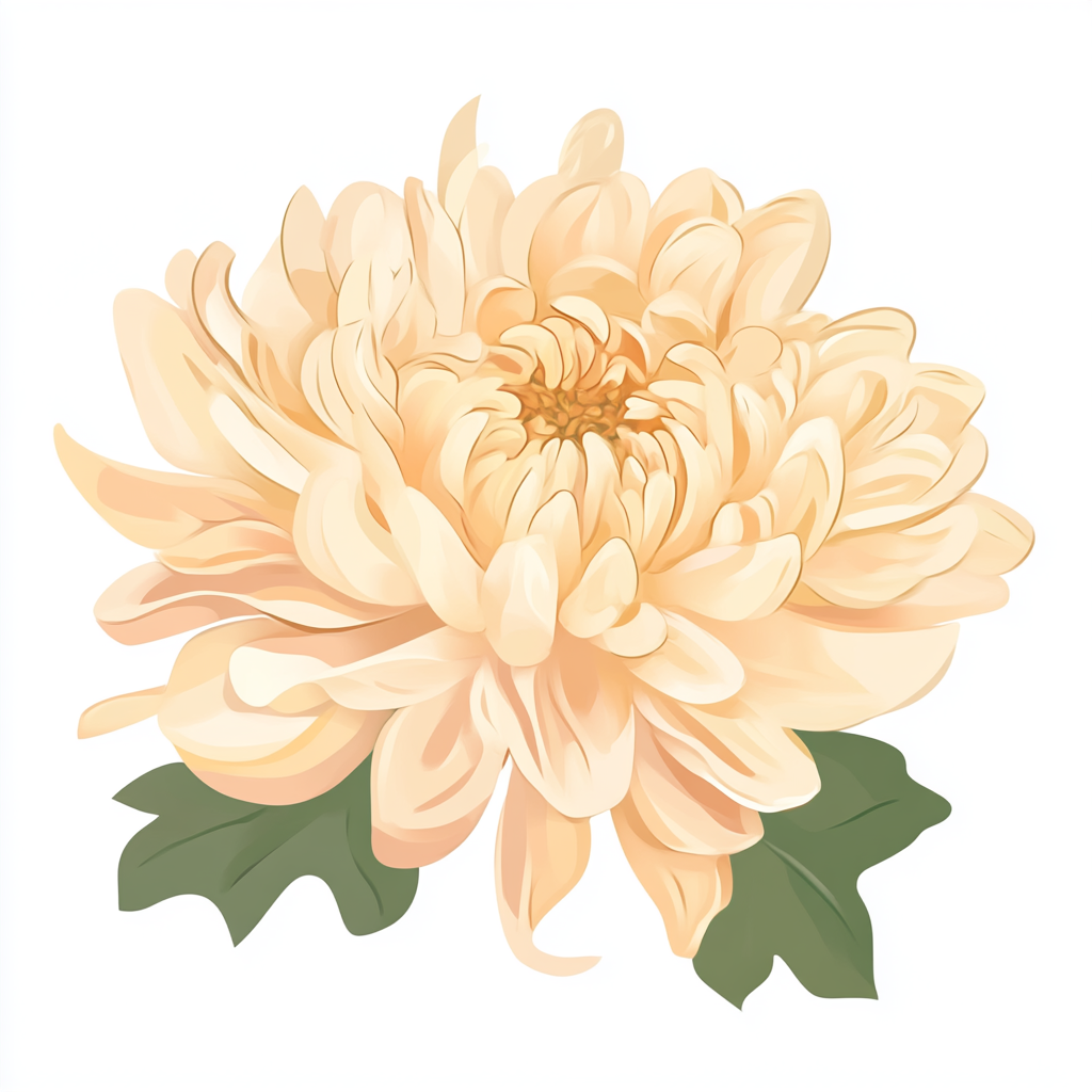 Big chrysanthemum in cartoon style on white background