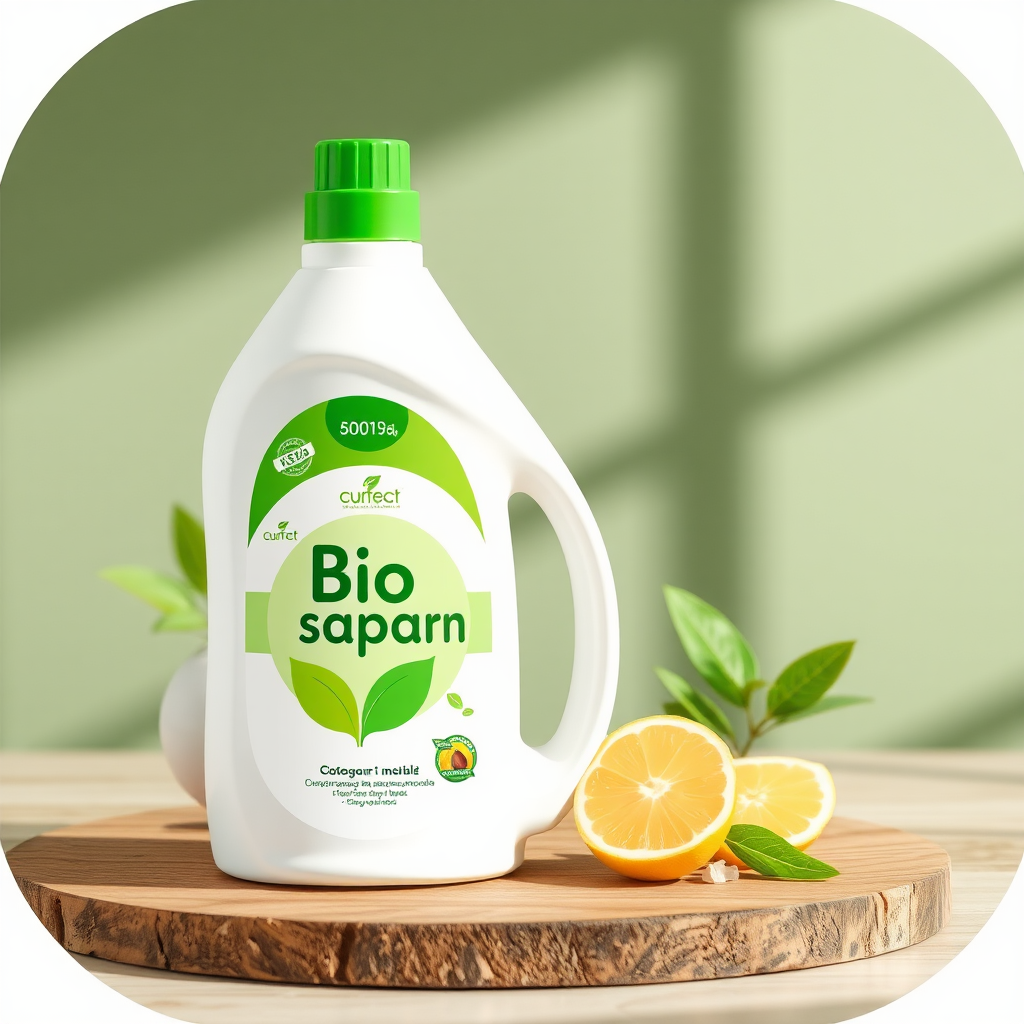 Bio Saponaria: A colorful detergent label design.