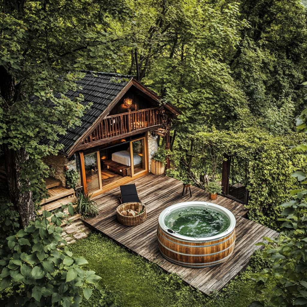 Bird's Eye View: Romanian Cottage with Jacuzzi 