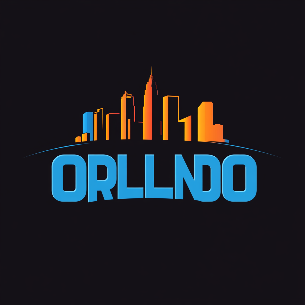 Black, white, and blue Orlando trading card convention logo.