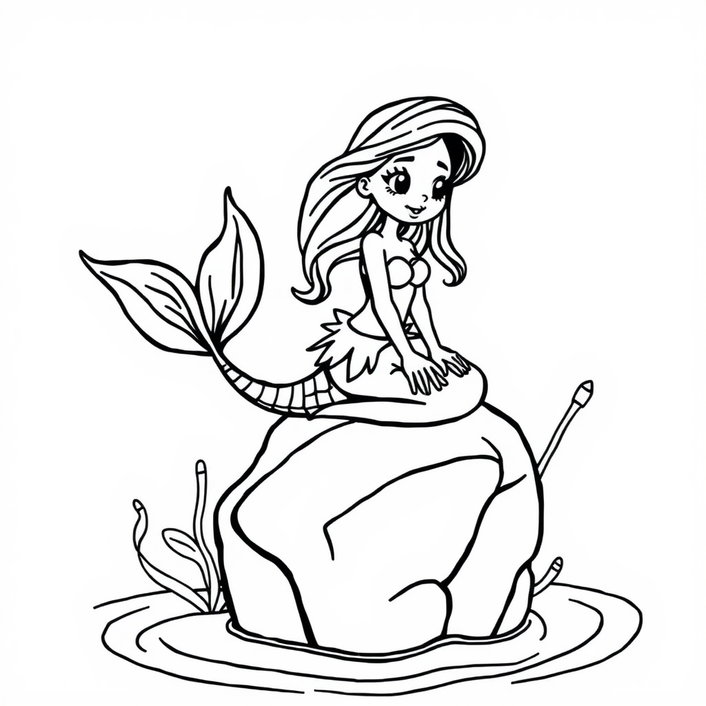 Black Girl Mermaid Coloring Book Image