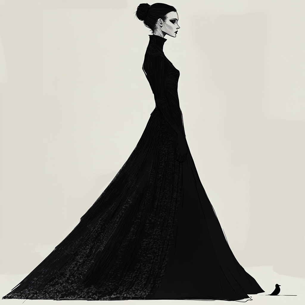 Black Outfit Character with Elegant Features