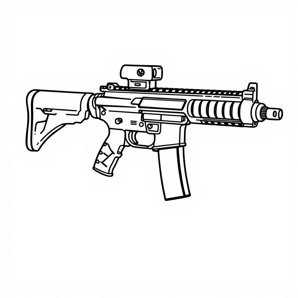 Black and White Gun M4 Coloring Book