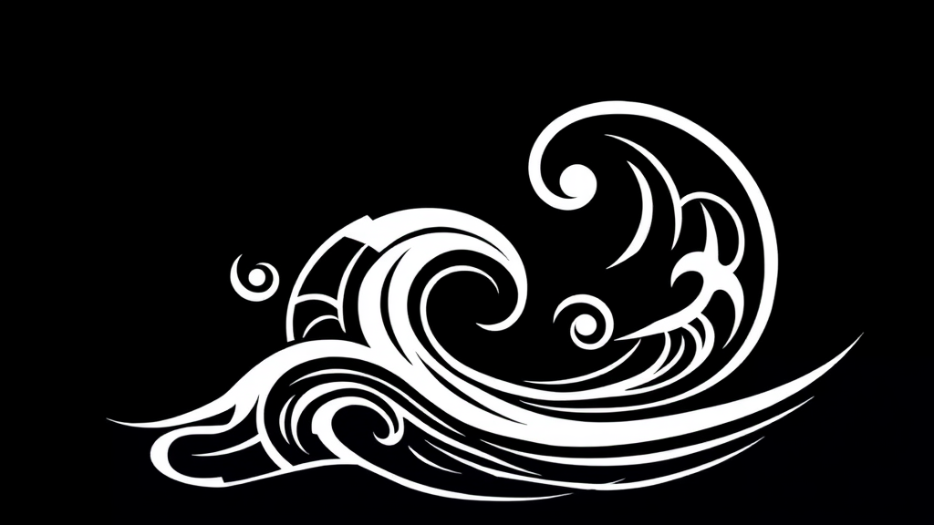 Black and white water design with Maori style