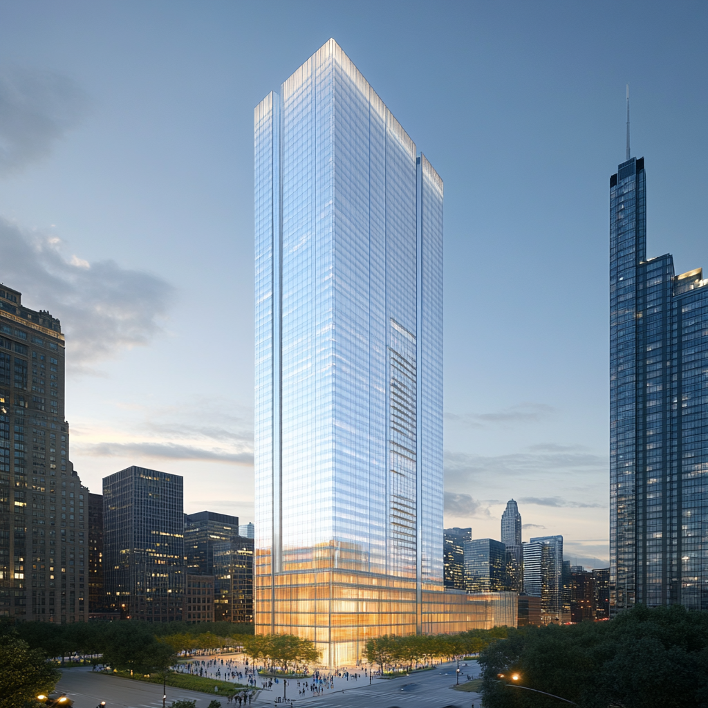 Blend cultural richness with structural simplicity in Chicago tower.