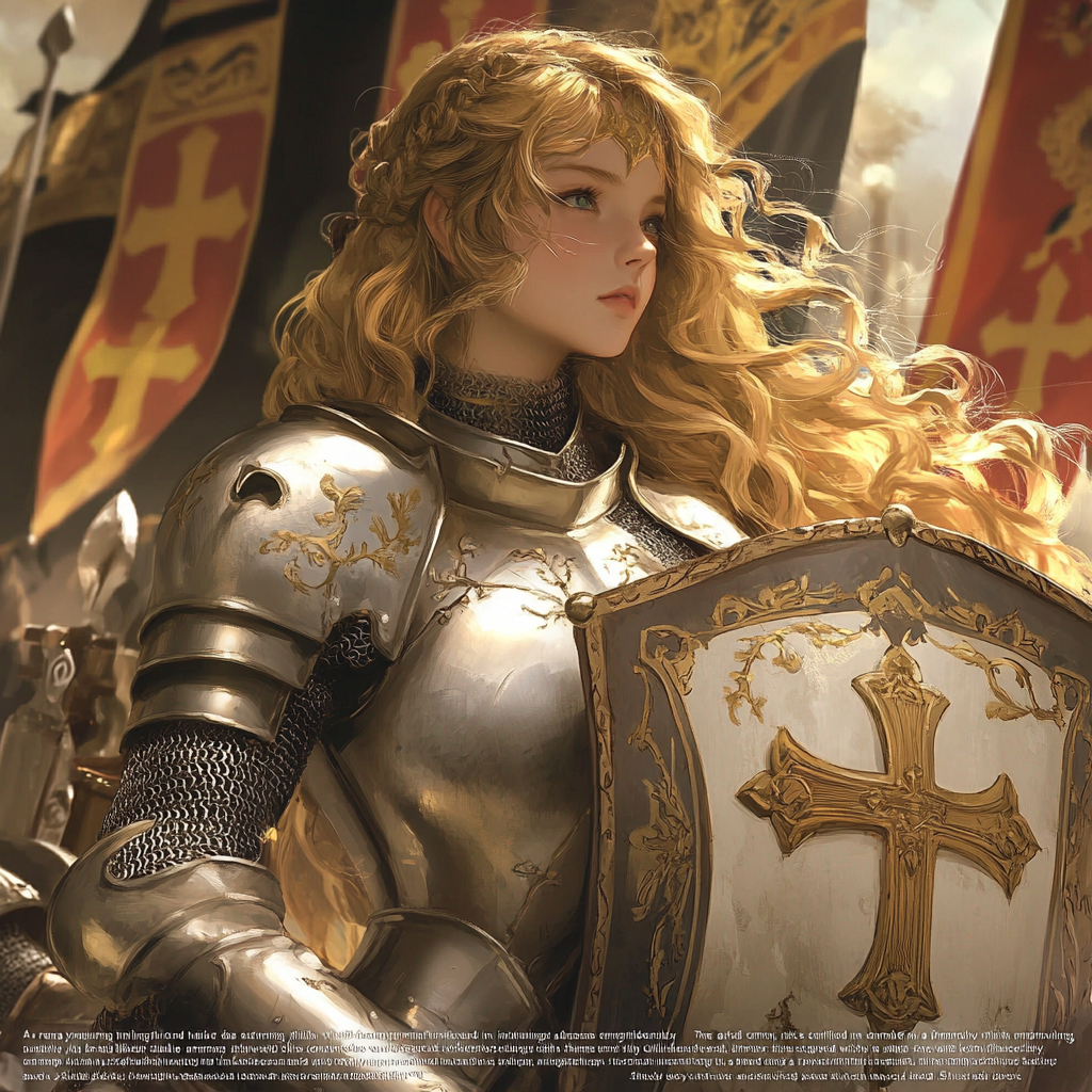 Blonde Female Knight in Ornate Silver Armor