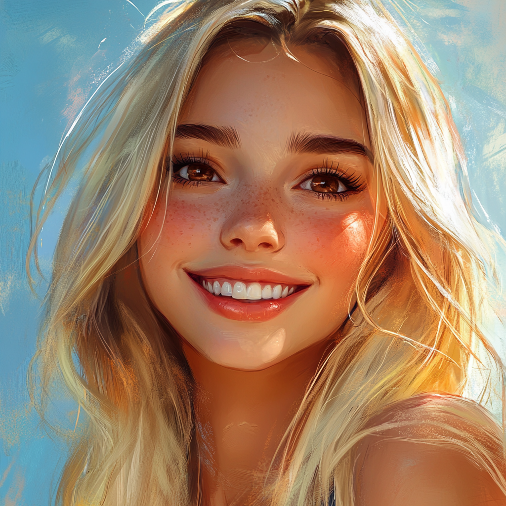 Blonde Girl with Brown Eyes Smiling