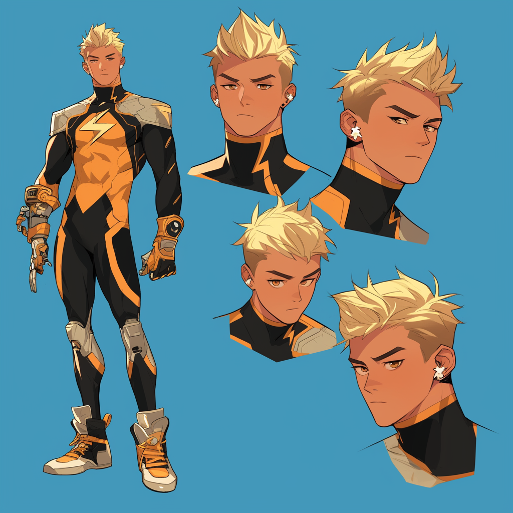 Blonde male speedster in silver and black costume.