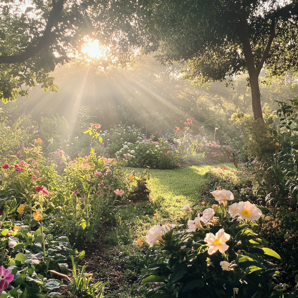 Blooming Garden in Morning Light, iPhone 15 Pro