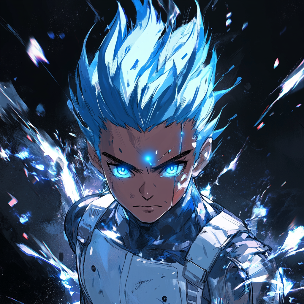 Blue-Haired Super Saiyan in Intense Dragonball Battle