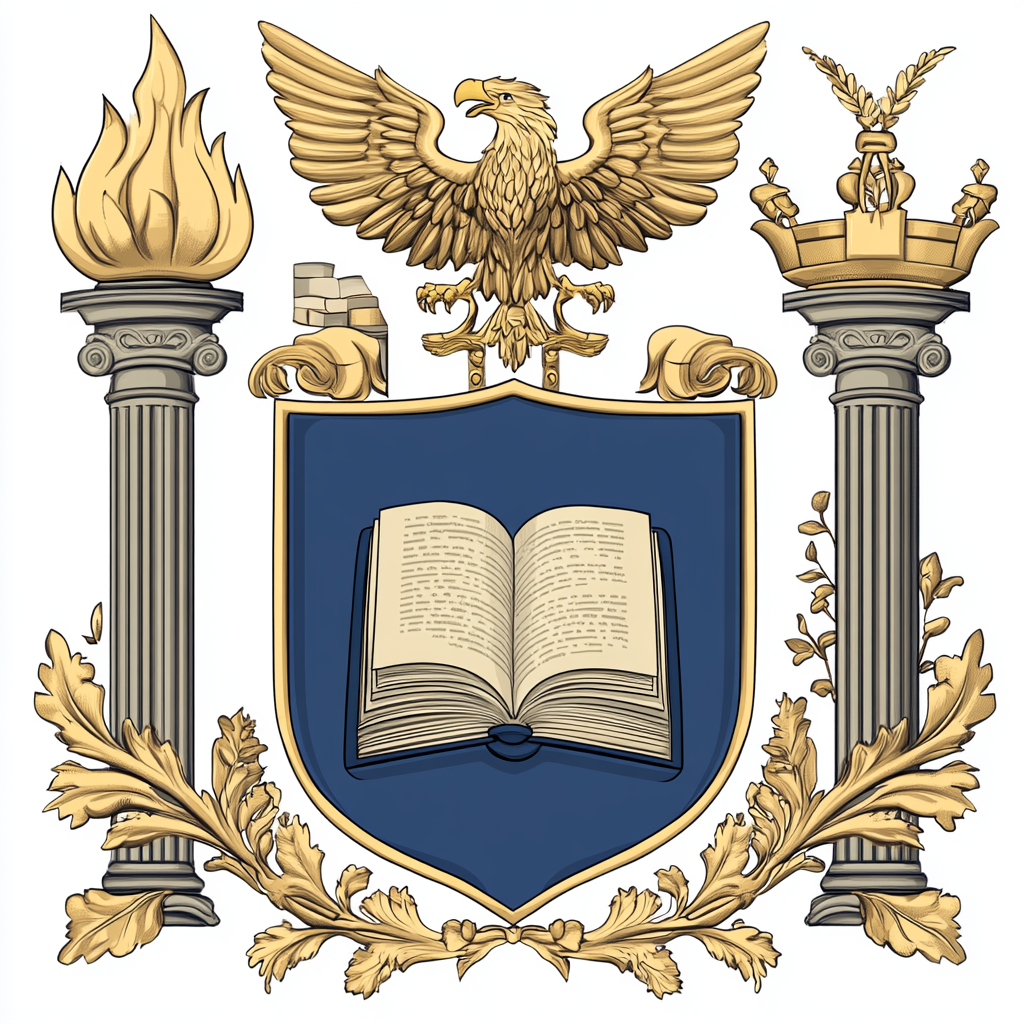 Blue and Gold University Coat of Arms Emblem