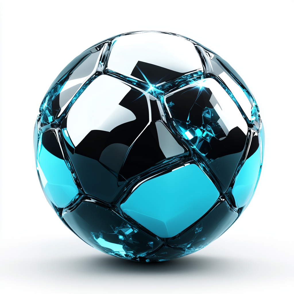 Blue and black diamond with soccer ball on top