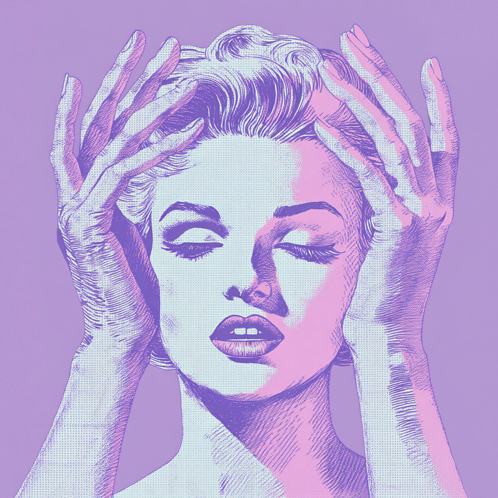 Blue and pink Marilyn Monroe hit by hands