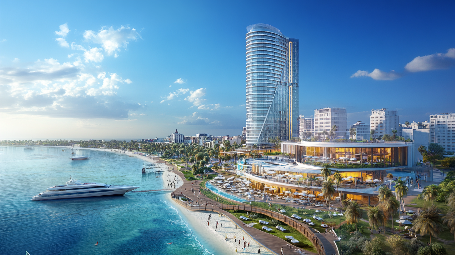 Boardwalk development in Dar es Salaam with luxury hotel.