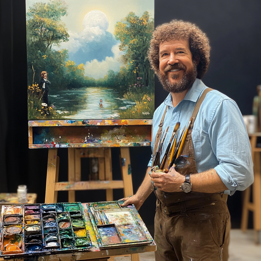 Bob Ross Wet on Wet Oil Painting Inception