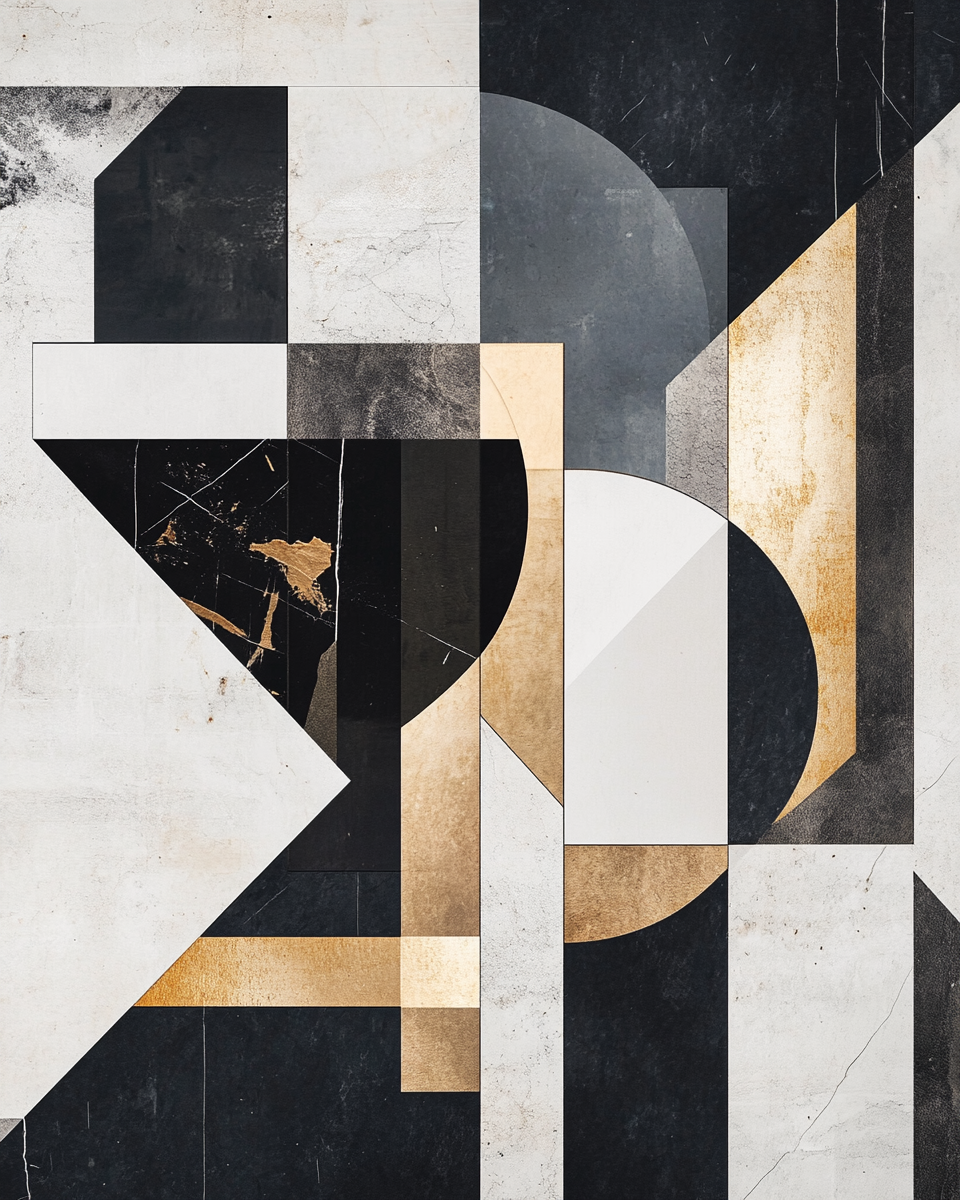 Bold Abstract Art with Geometric and Organic Shapes