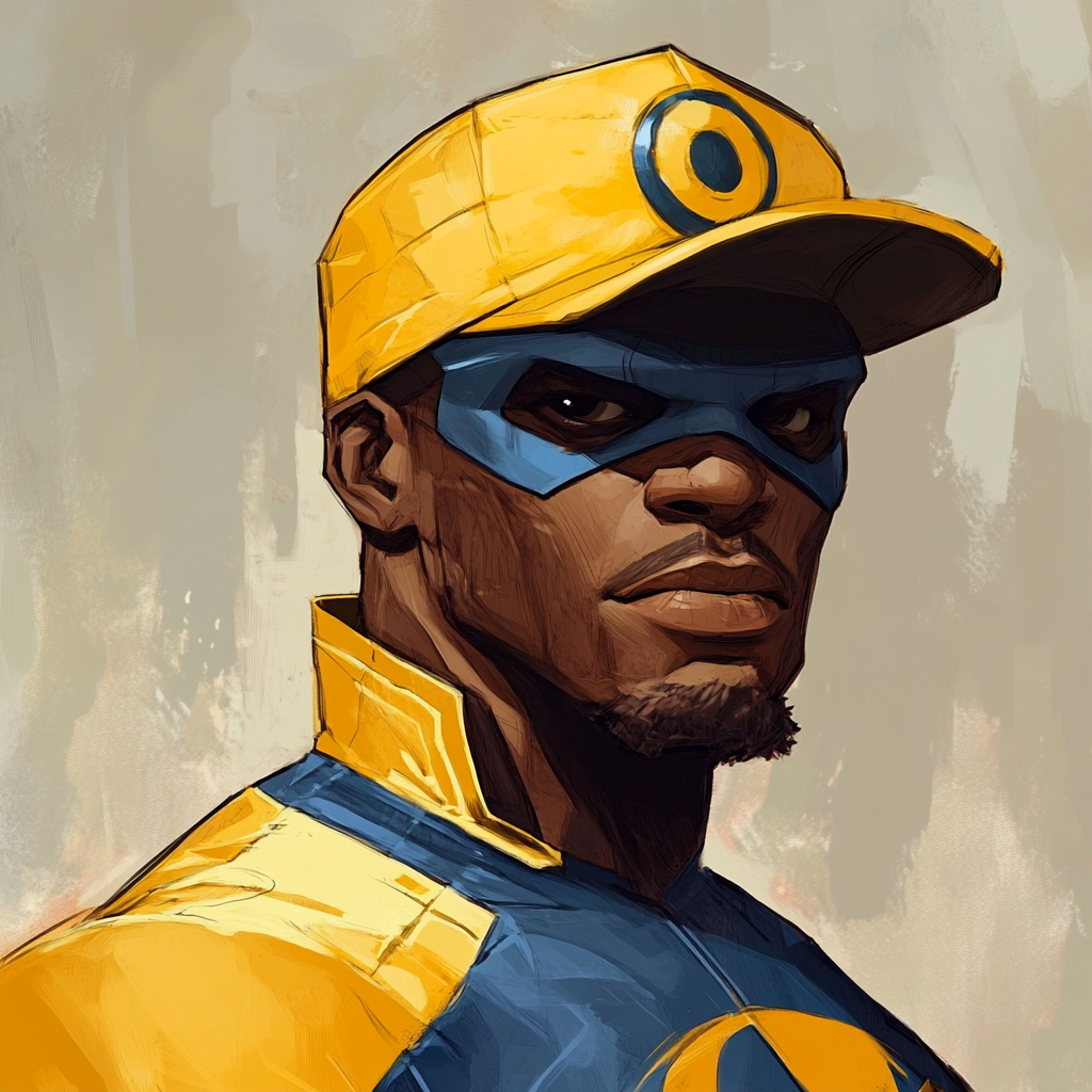 Booster Gold in Washington Commanders hat, Pixar Style