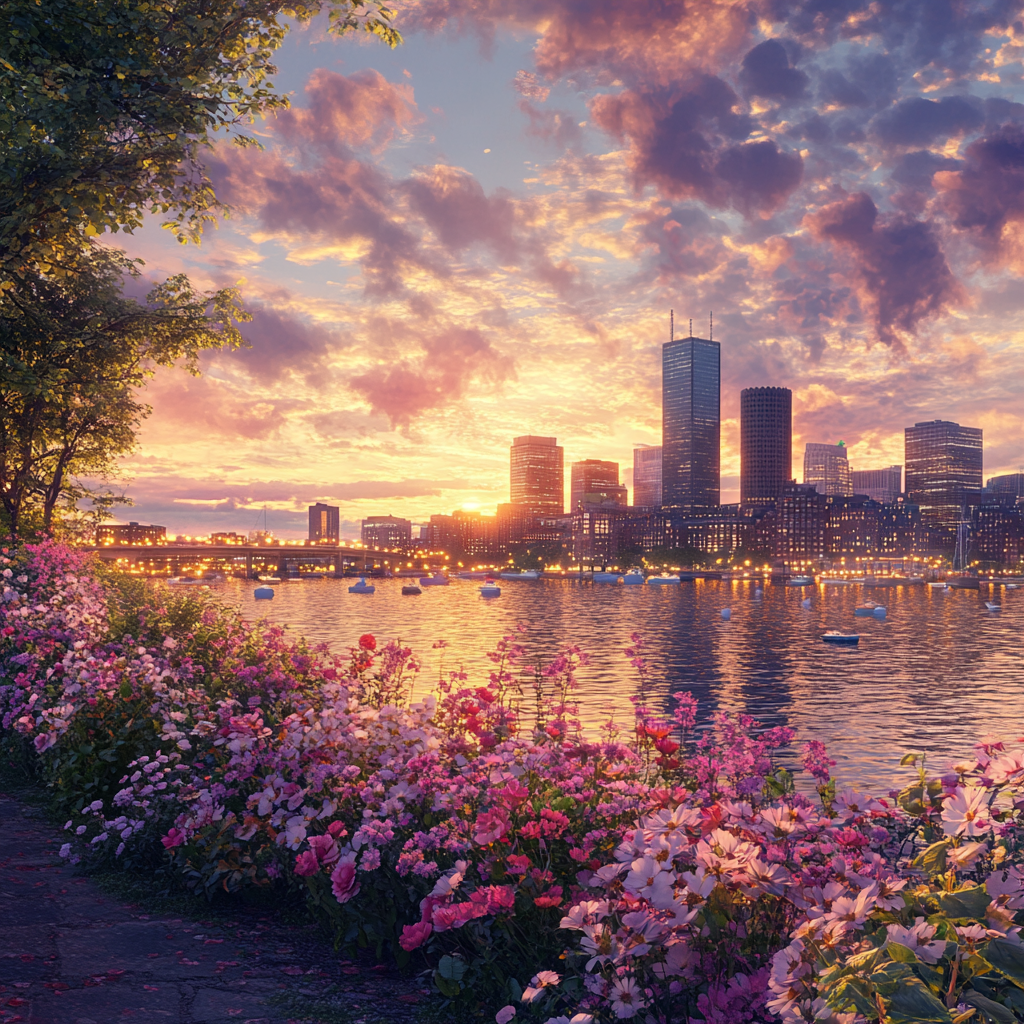 Boston 2024: realistic 3D render of city view.