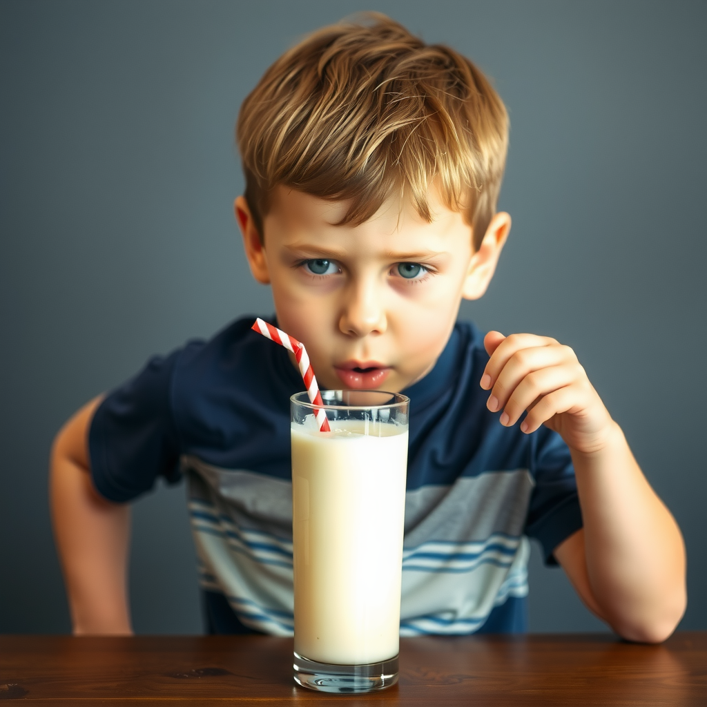 Boy Drinking Weight Gain Shake, Growing Fatter