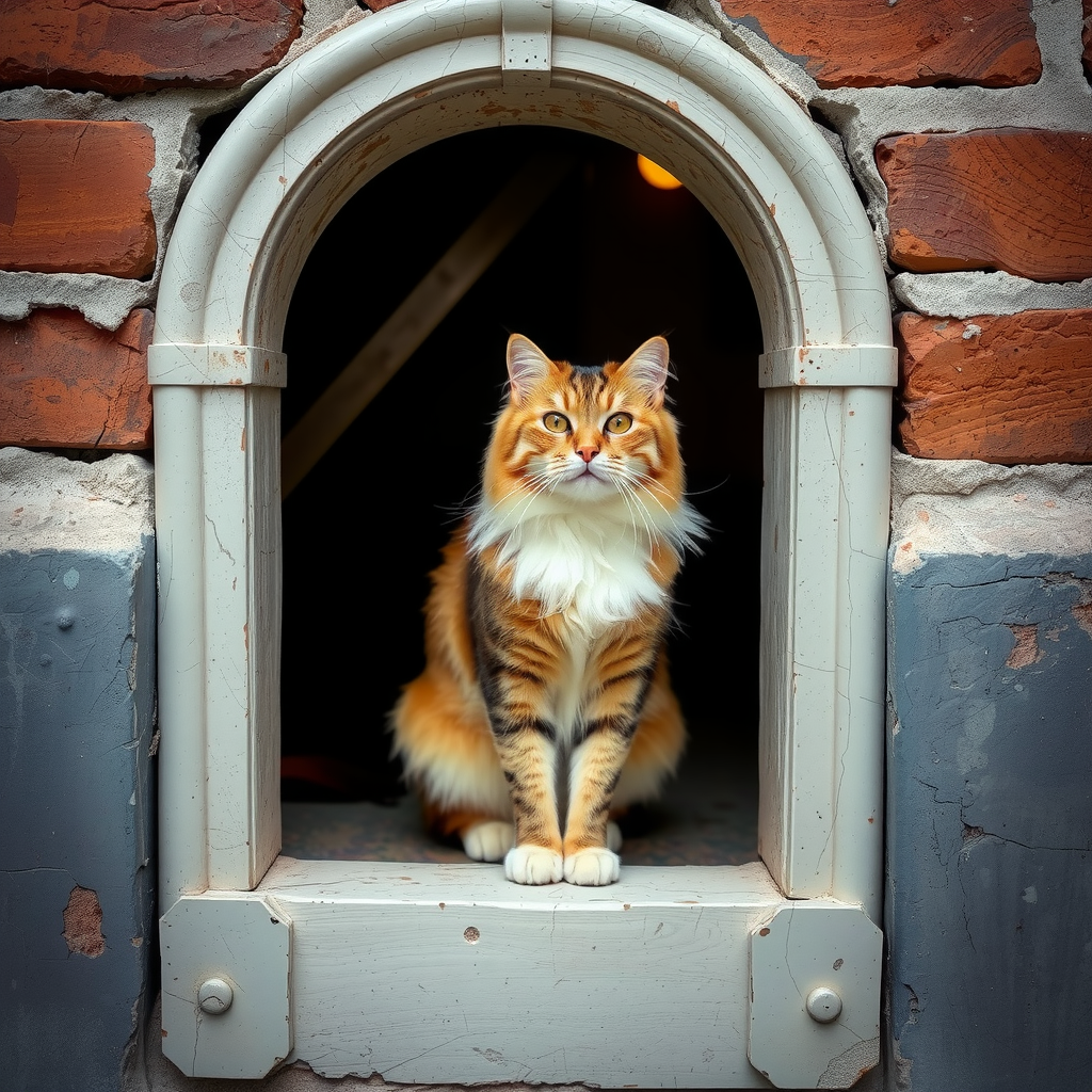 Boy with Cat and Flower by Door