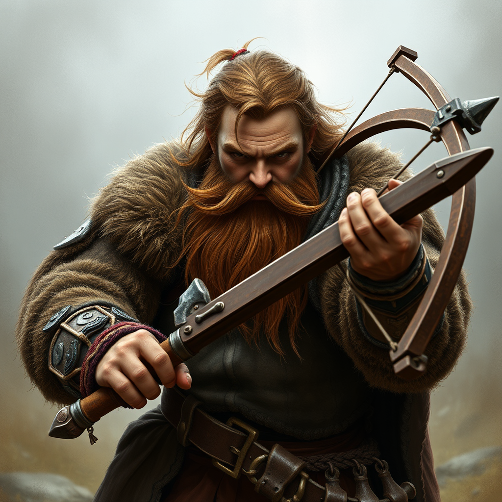 Brave Dwarf with Big Crossbow and Bushy Beard