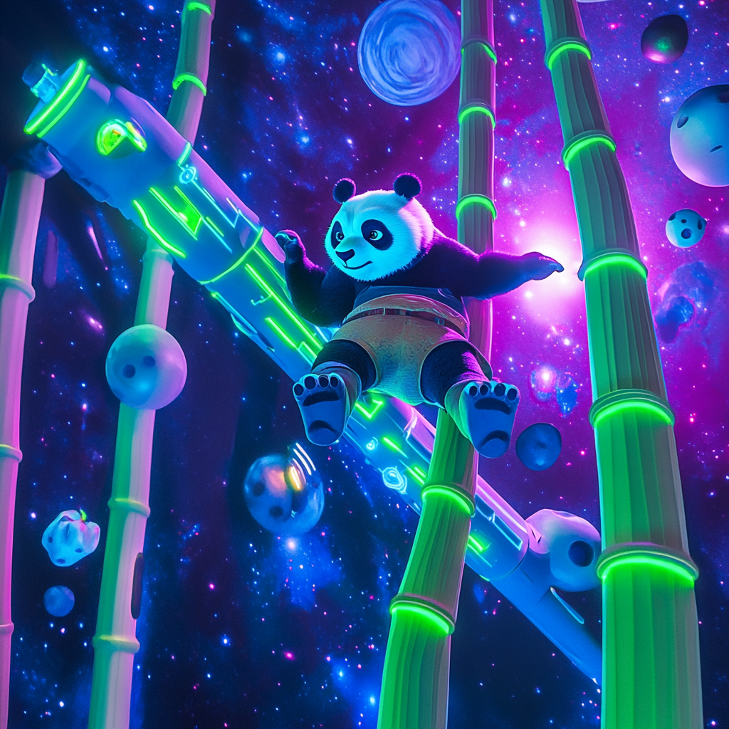 Kung Fu Panda Climbs Cosmic Space Wall