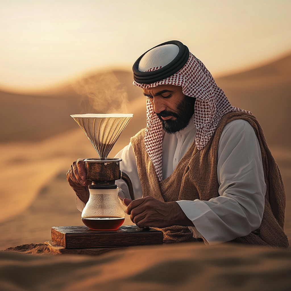 Brewing Coffee in Desert: Traditional Arab Bedouin Style