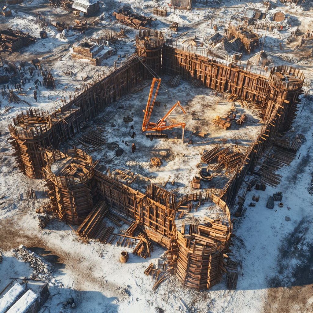 Building a fortress in medieval winter with drones!