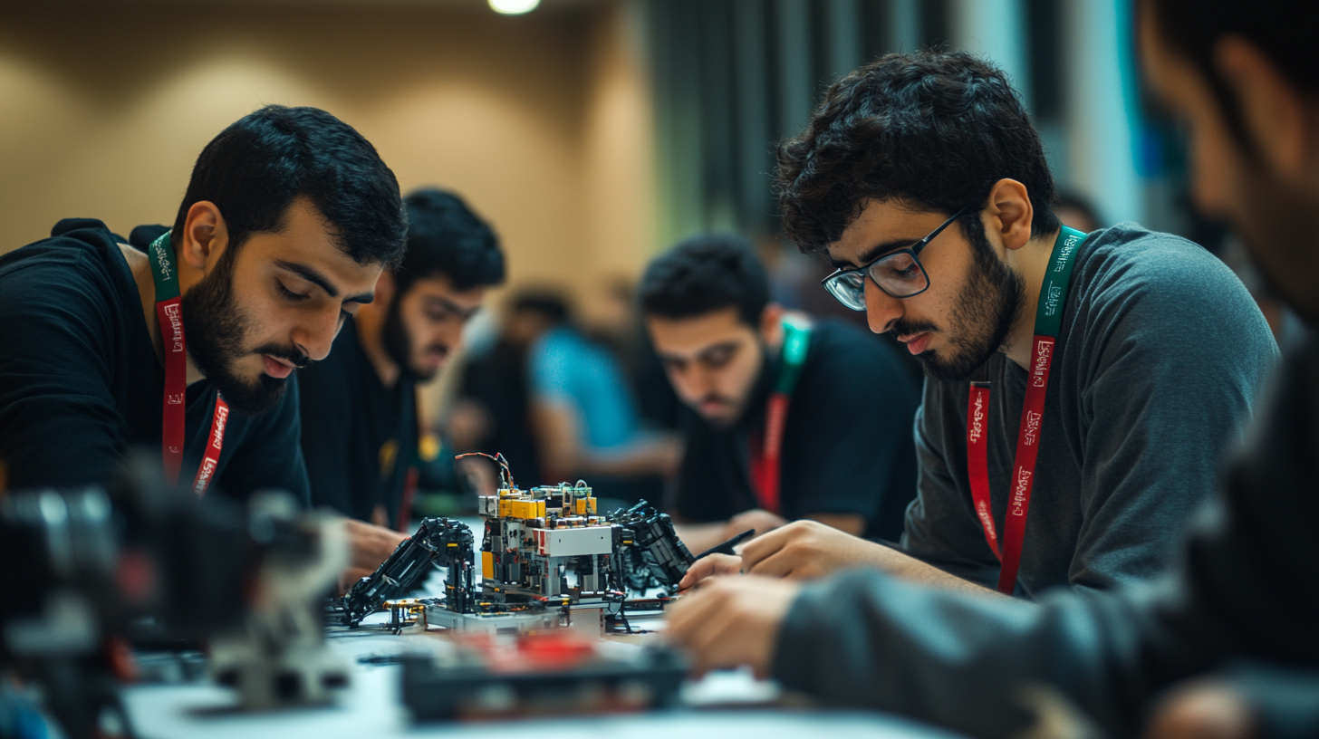 Building a robot in a robotics competition.