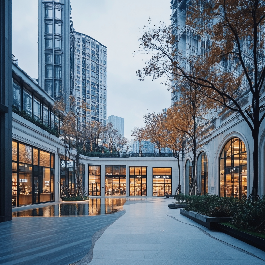 Building park in Shanghai, China transformed into hotel complex.