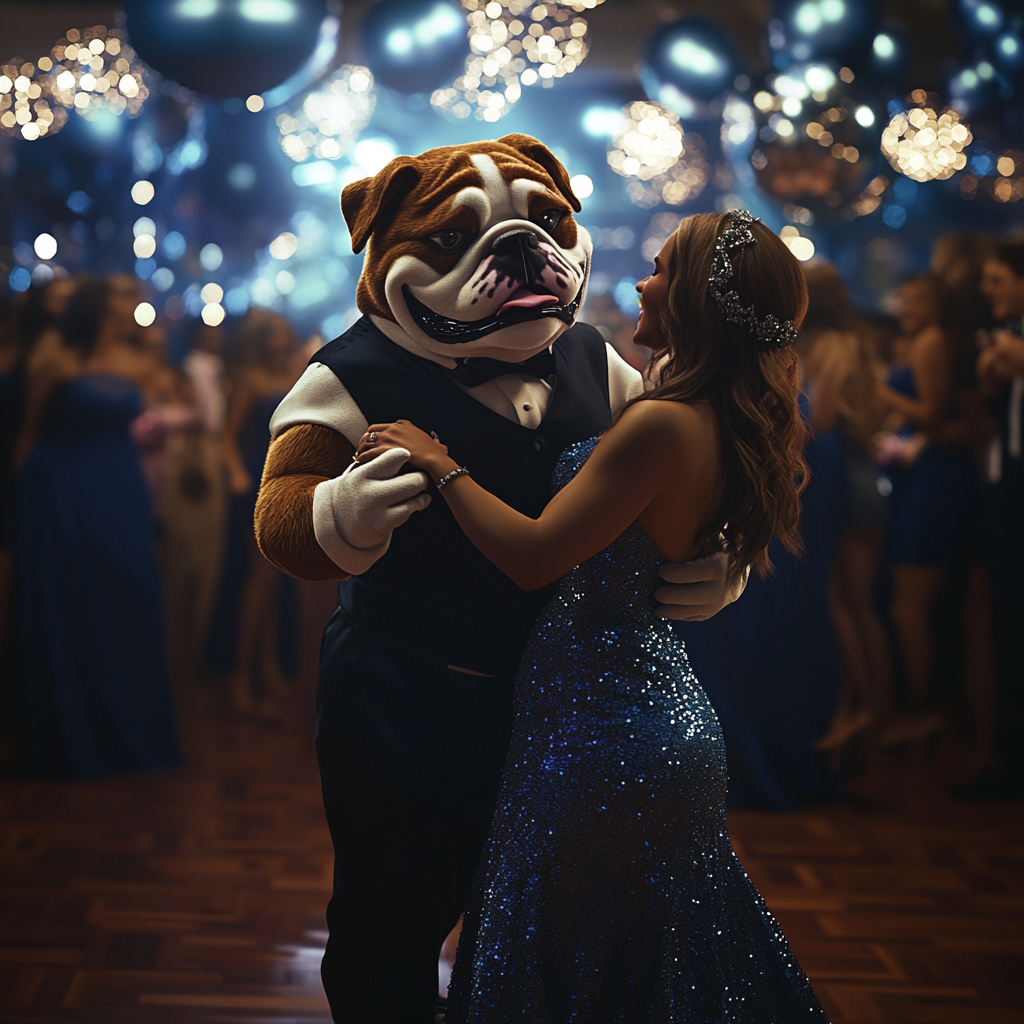 Bulldog Mascot Slow Dances at Prom 