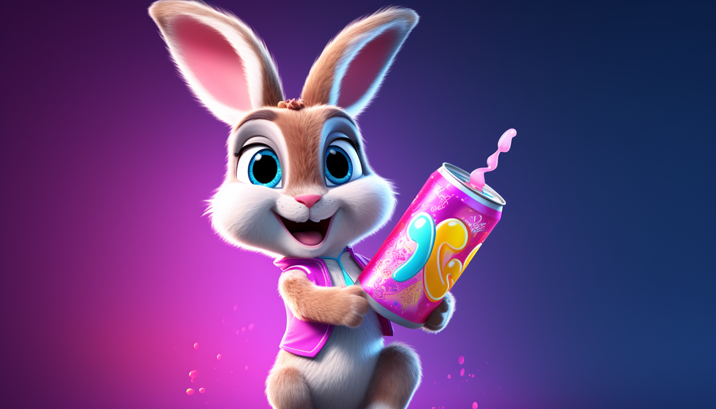 Bunny mascot as a business logo eating candy Pixar style