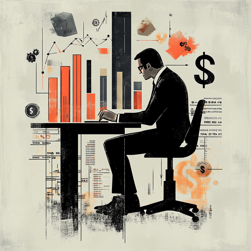 Business Professional Analyzing Charts and Graphs for Profitability.