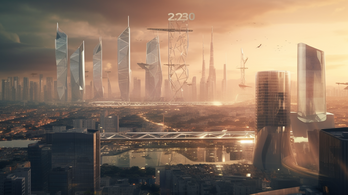 Business growth depicted with futuristic cityscape and entrepreneur.