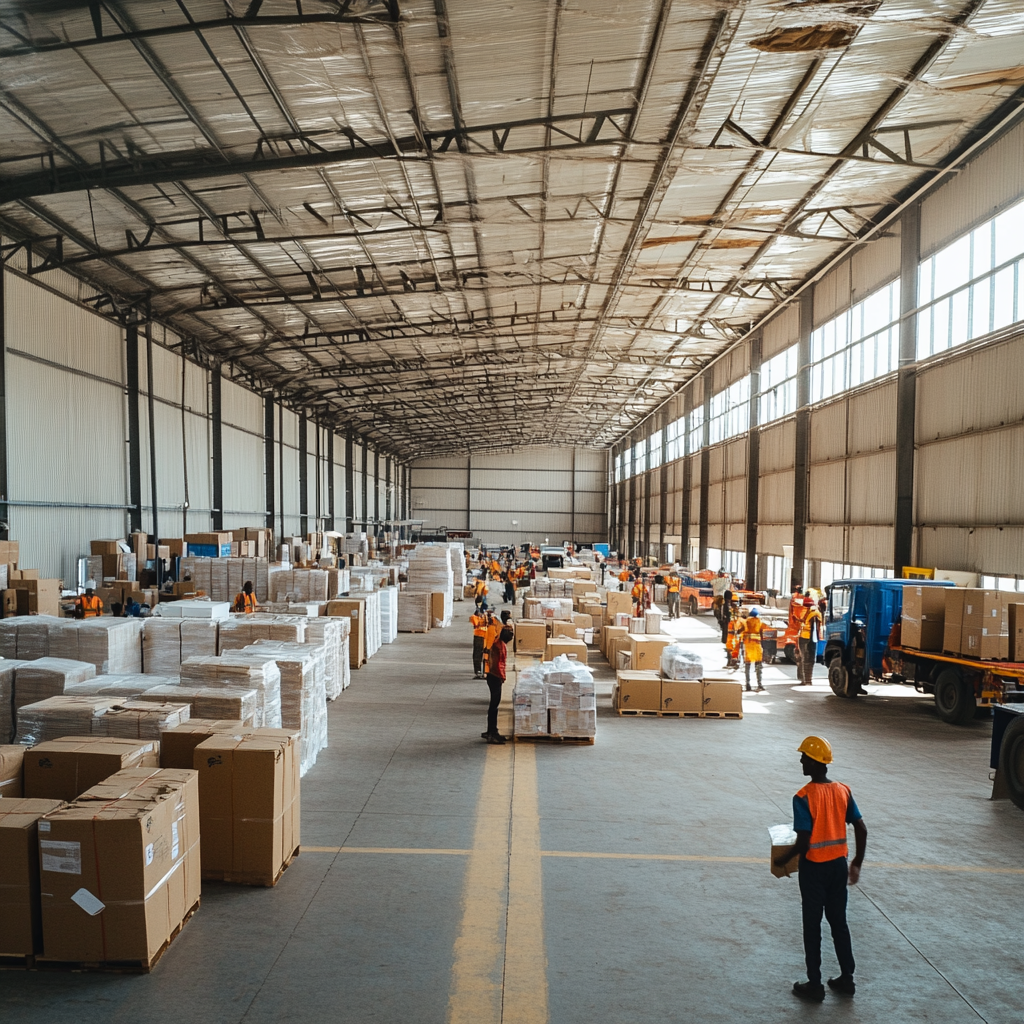 Busy Package Delivery Facility in Africa