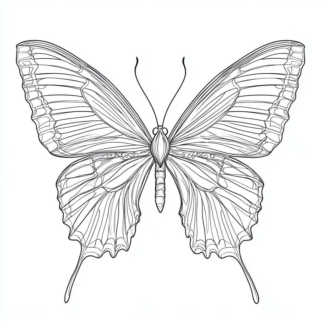 Butterfly Coloring Page with Scales and Thick Outline