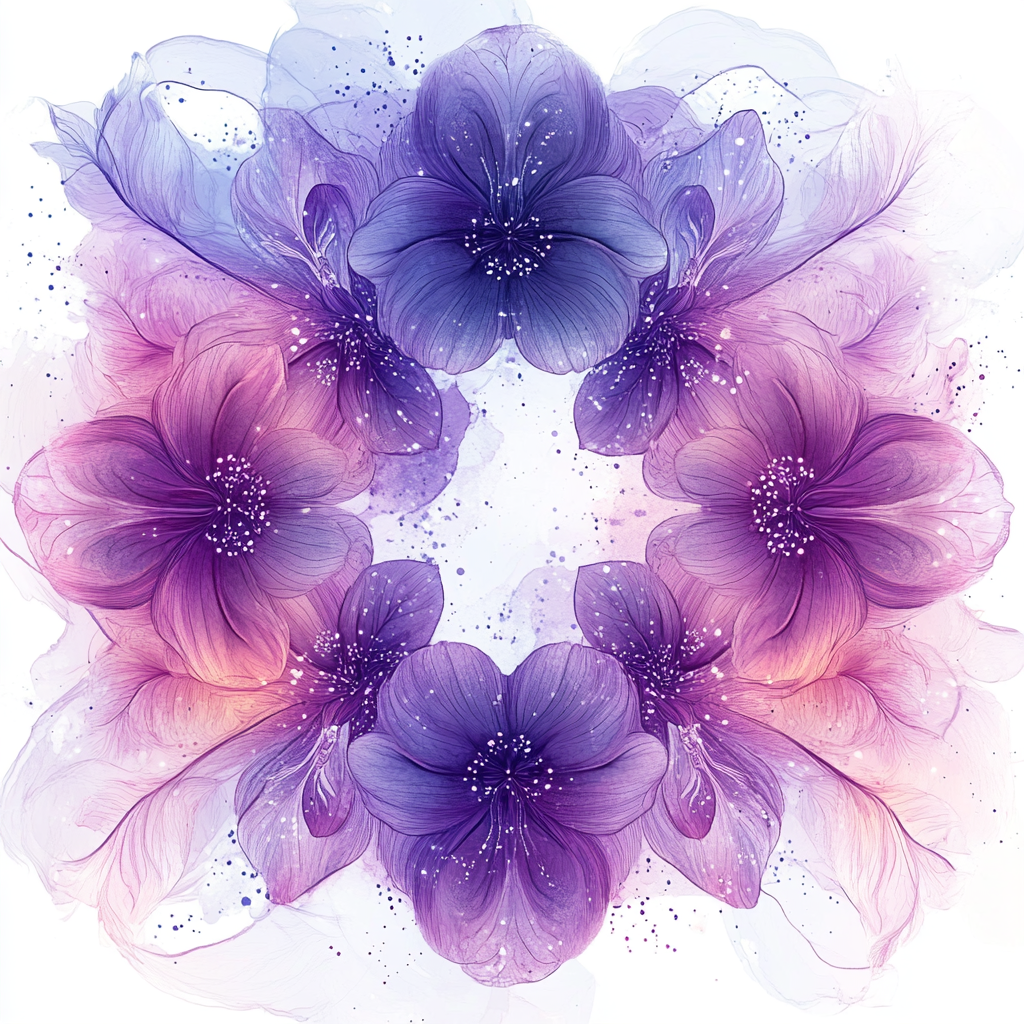 Calm, beautiful flowers in purple and muted pink gradient