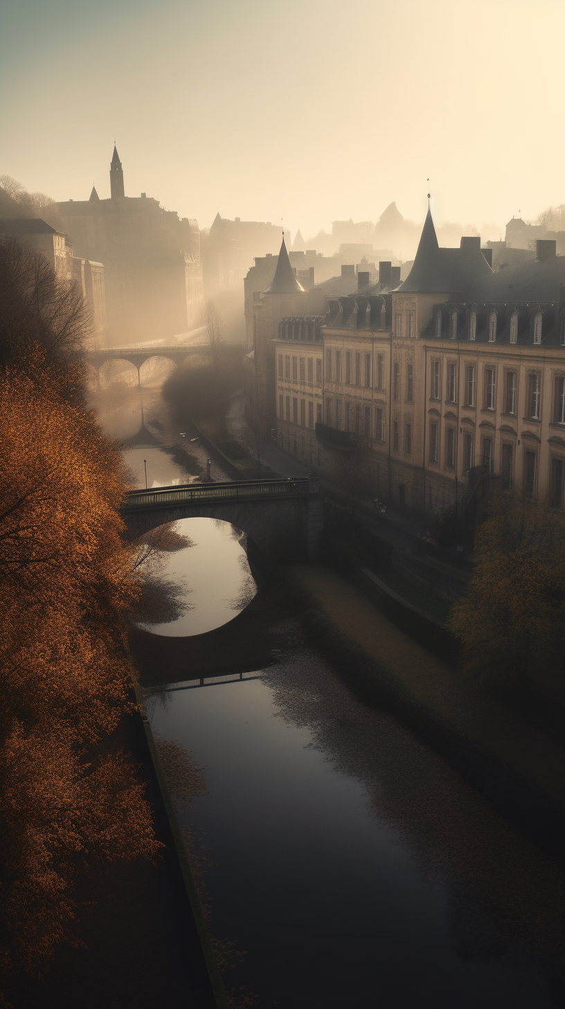 Calm Dawn in Luxembourg City with Adolphe Bridge