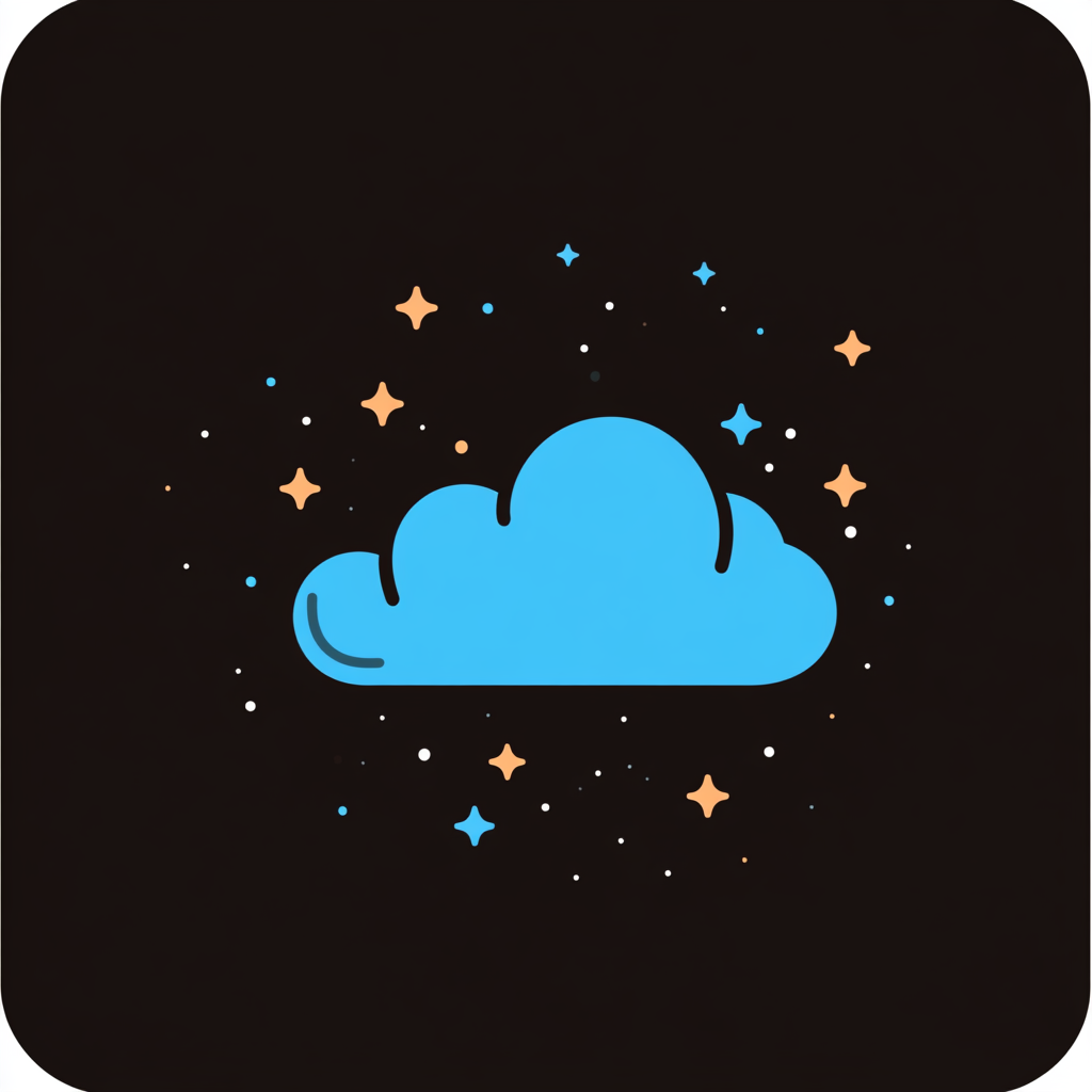 Calm night sky with blue clouds and stars